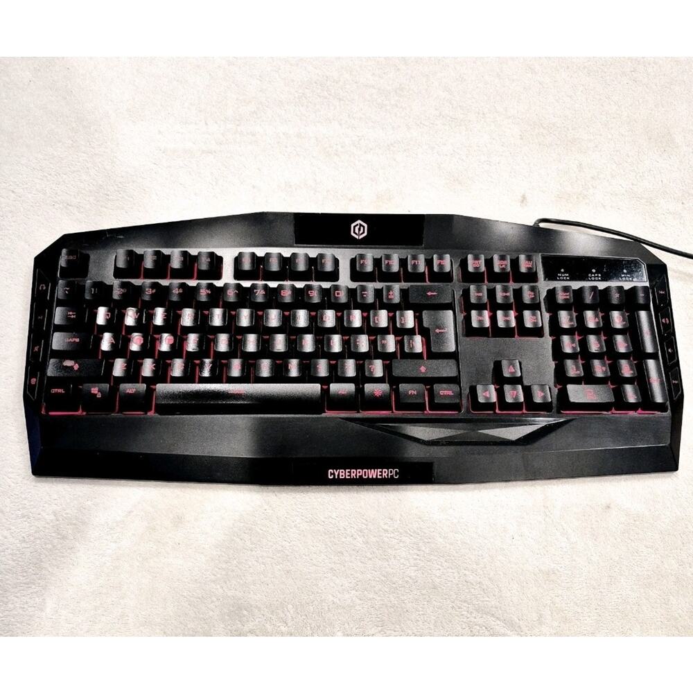 CyberPowerPC Multimedia Gaming Keyboard Wired USB Black Red